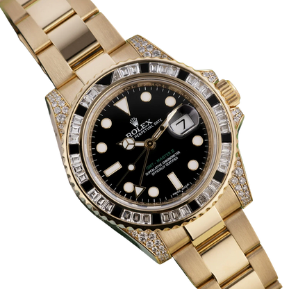 GMT Master II 18k Yellow Gold Diamond Black Sapphire 116758SANR