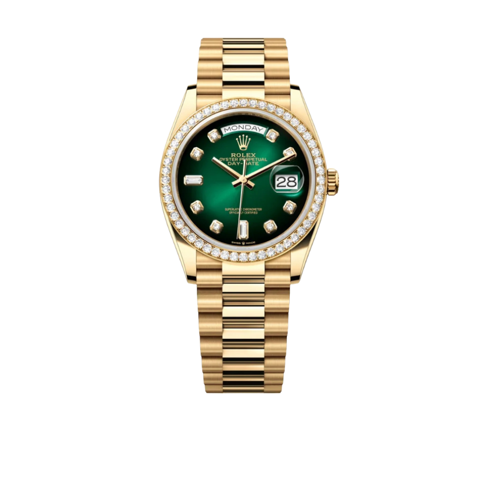 Day-Date President 36mm Yellow Gold 128348RBR Green