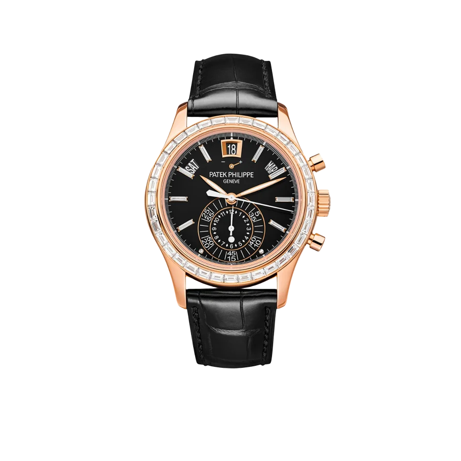 Complications 40mm 5961R-010 Annual Calendar Chronograph Rose Gold Black Dial Baguette Diamond Bezel