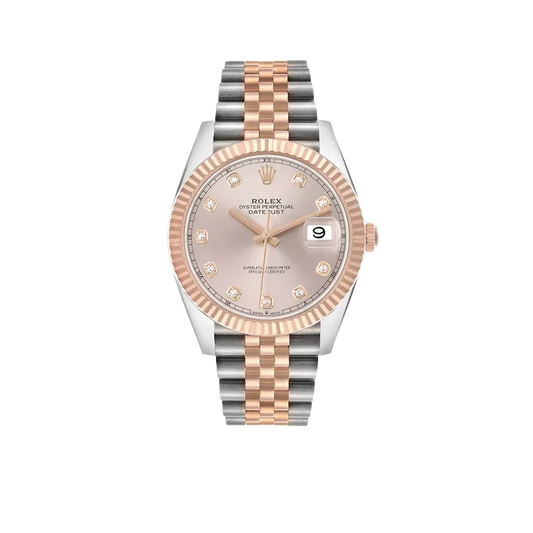 Datejust 41 Steel Everose Gold Sundust Diamond Dial Mens Watch 126331