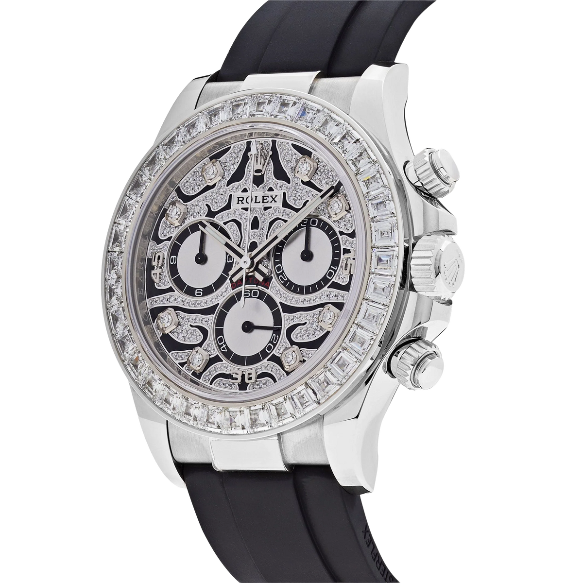 Cosmograph Daytona Eye of the Tiger 40mm 116589TBR White Gold Baguette Diamond Bezel Tiger Pavé Diamond Dial
