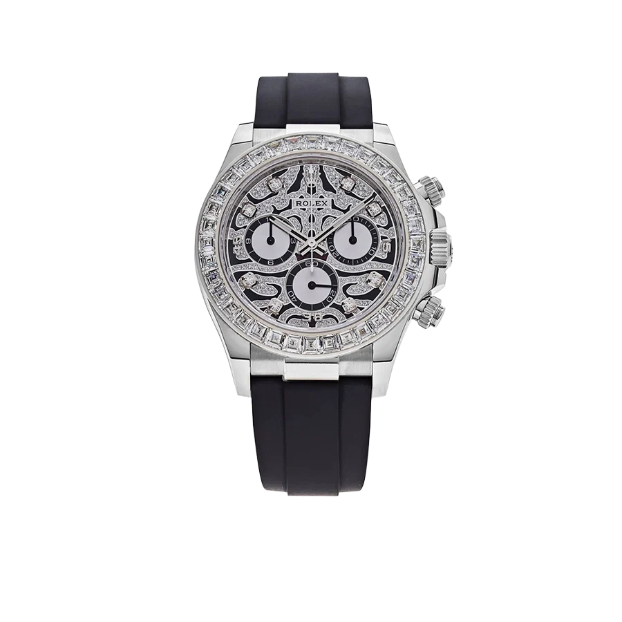 Cosmograph Daytona Eye of the Tiger 40mm 116589TBR White Gold Baguette Diamond Bezel Tiger Pavé Diamond Dial