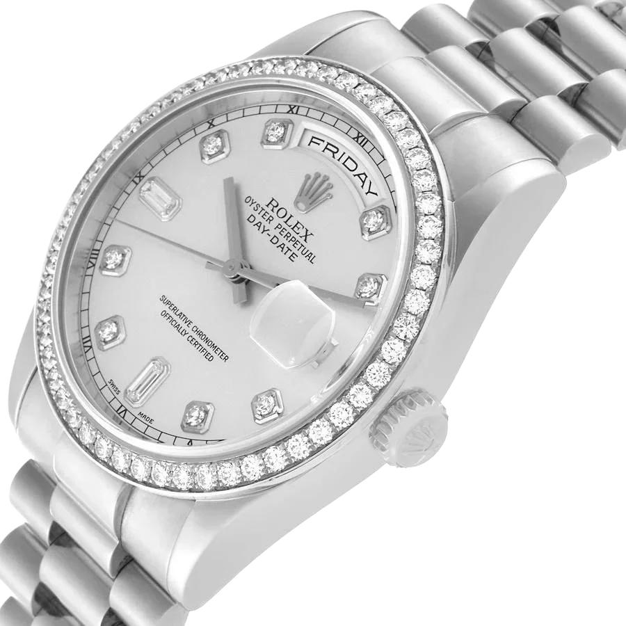 President Day-Date 36mm Platinum Diamond Mens Watch 118346